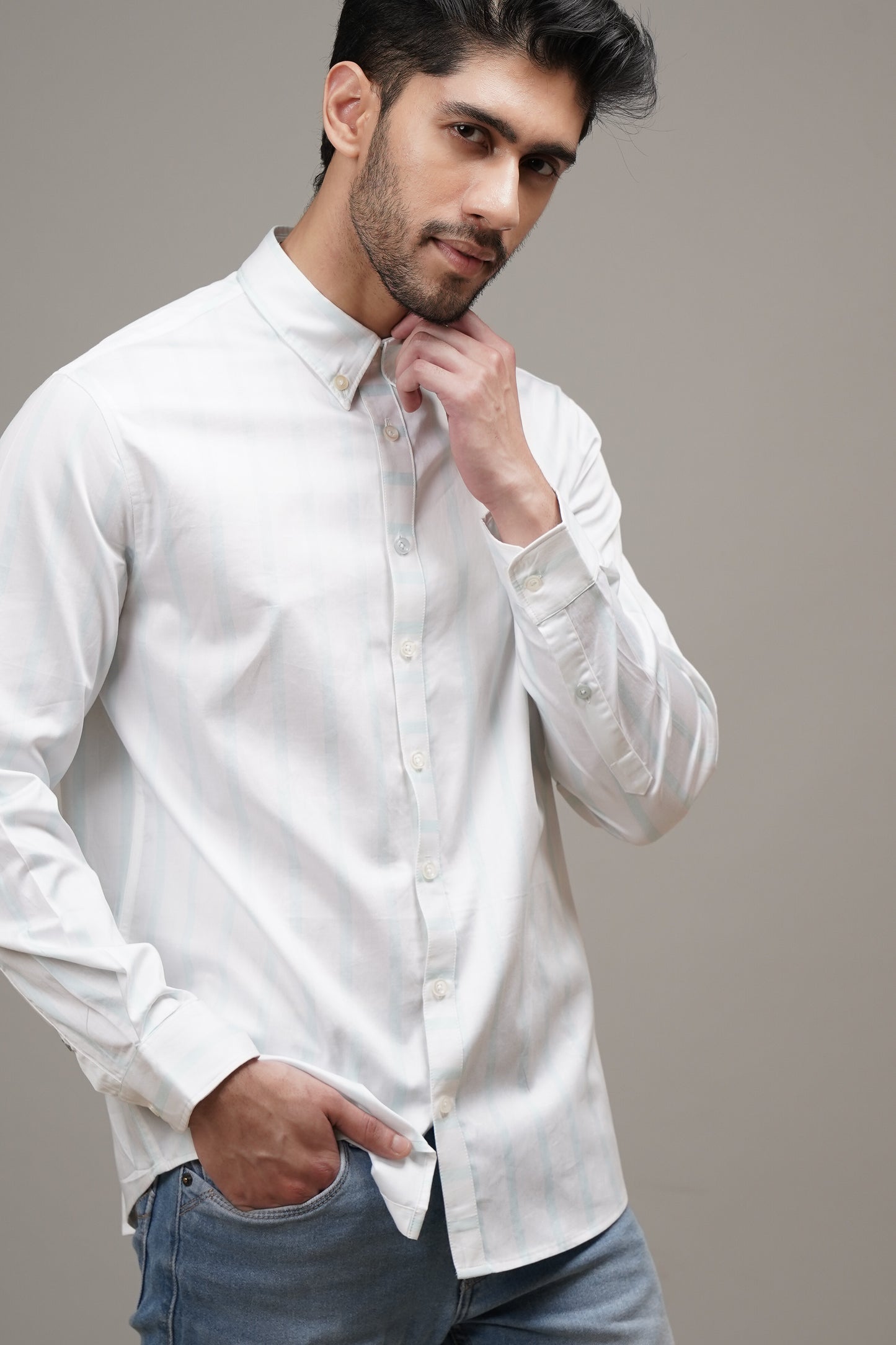 Regular Classic Fit Striped Cotton Shirt