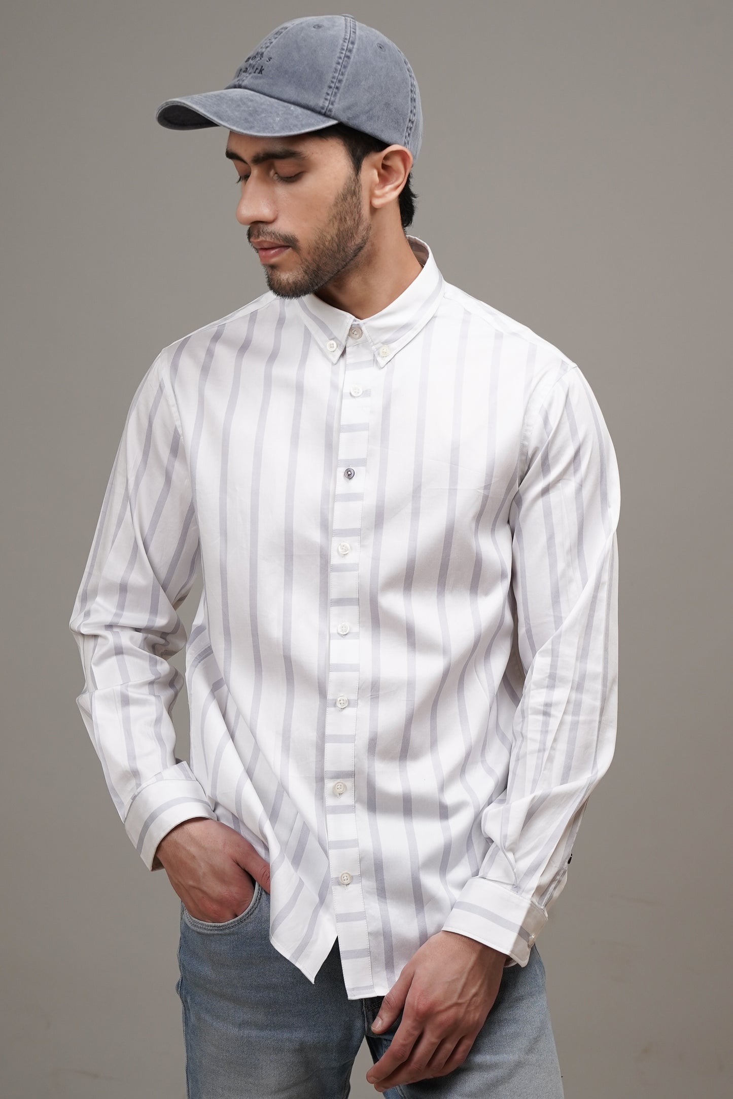 Regular Classic Fit Striped Cotton Shirt