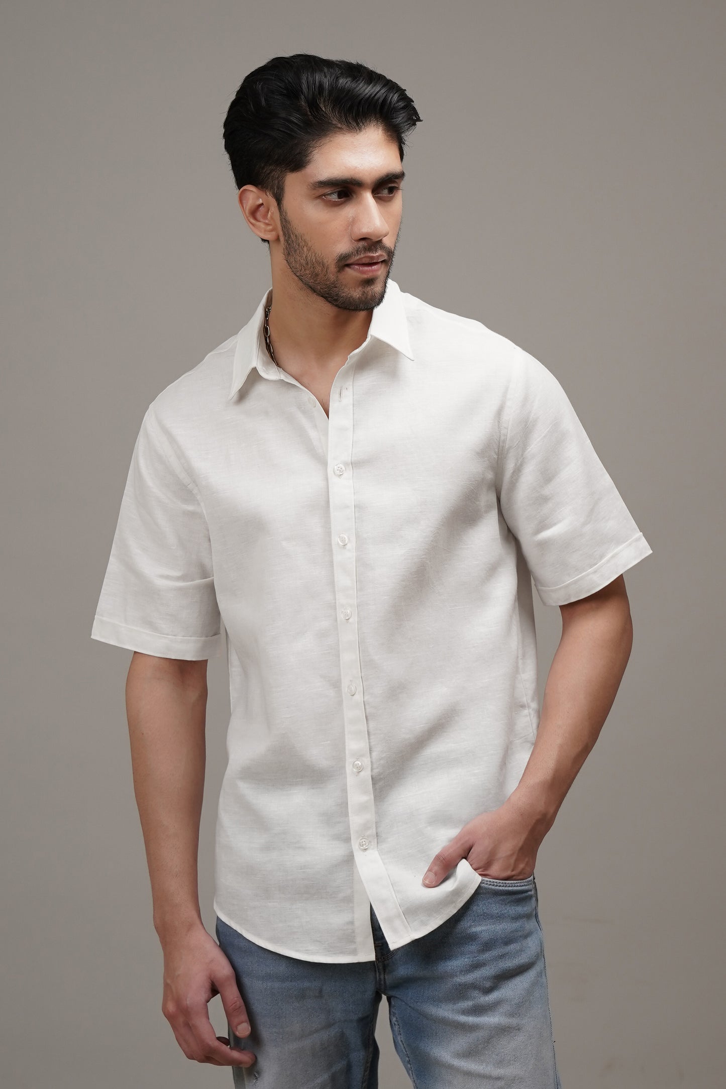Pure White Linen Shirt