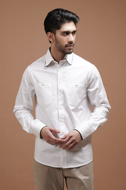 Dress Shirt With Black Piping Detail