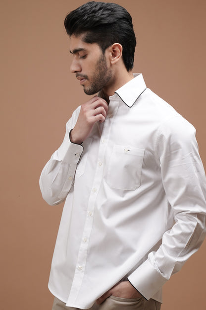 Dress Shirt With Black Piping Detail