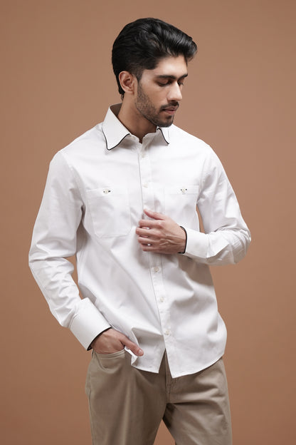 Dress Shirt With Black Piping Detail