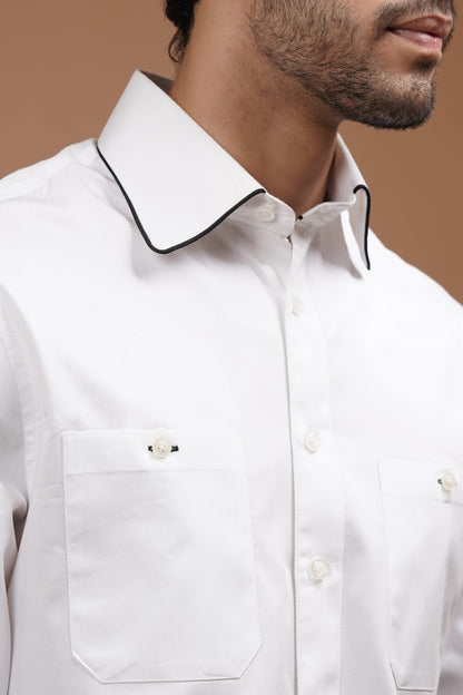 Dress Shirt With Black Piping Detail