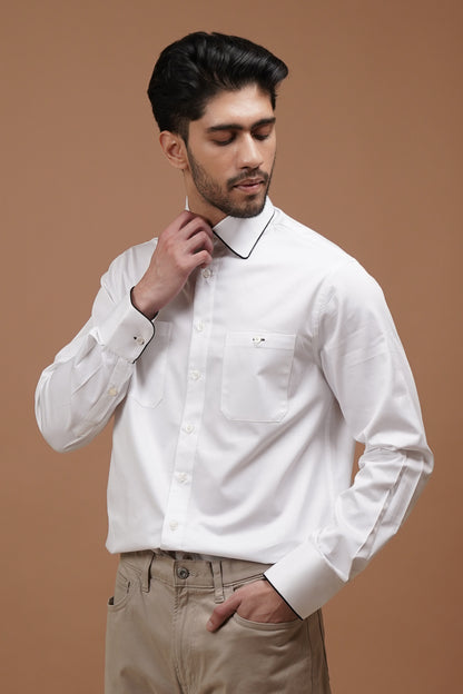 Dress Shirt With Black Piping Detail