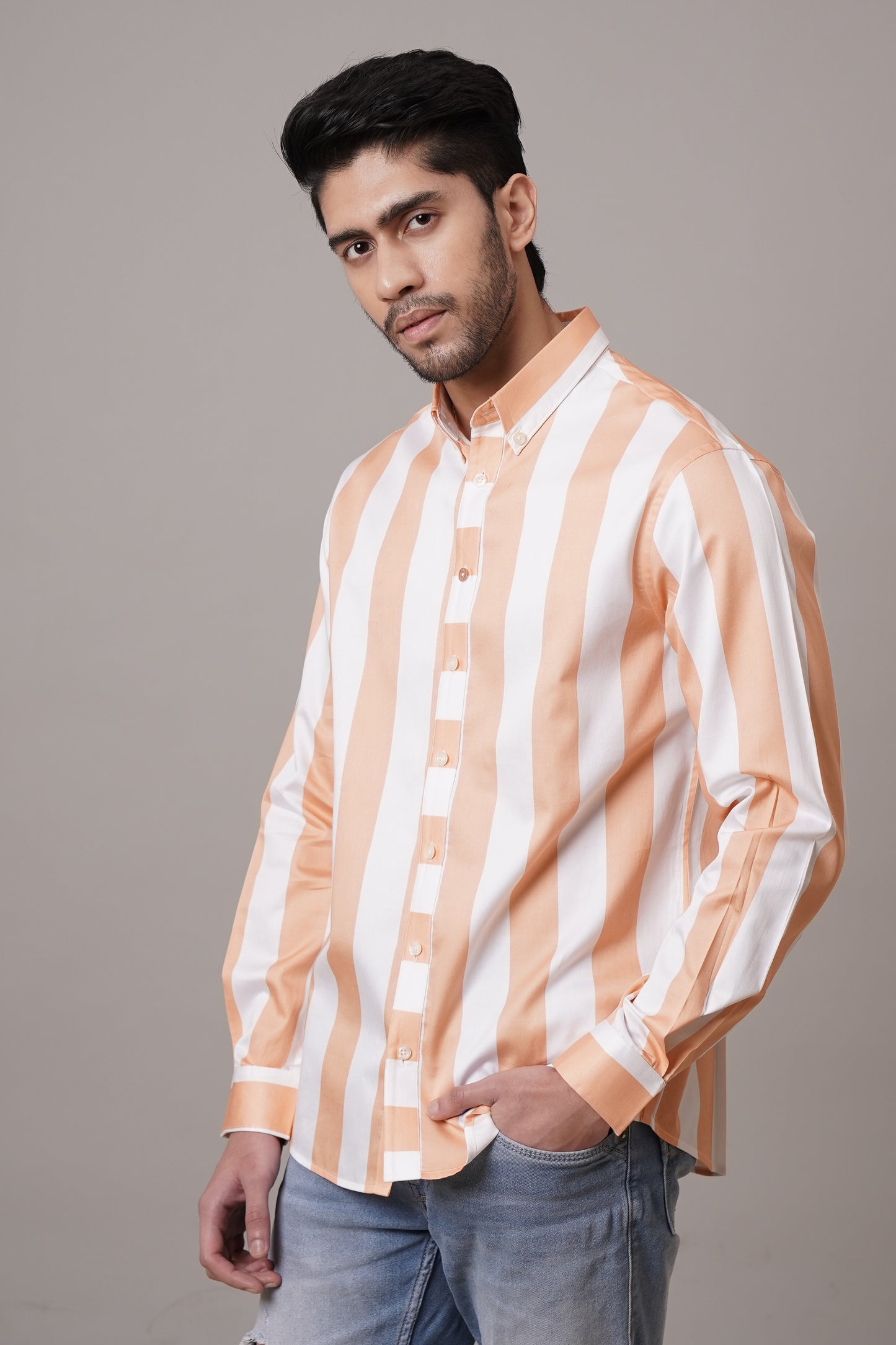 Classic Fit Striped Cotton Shirt