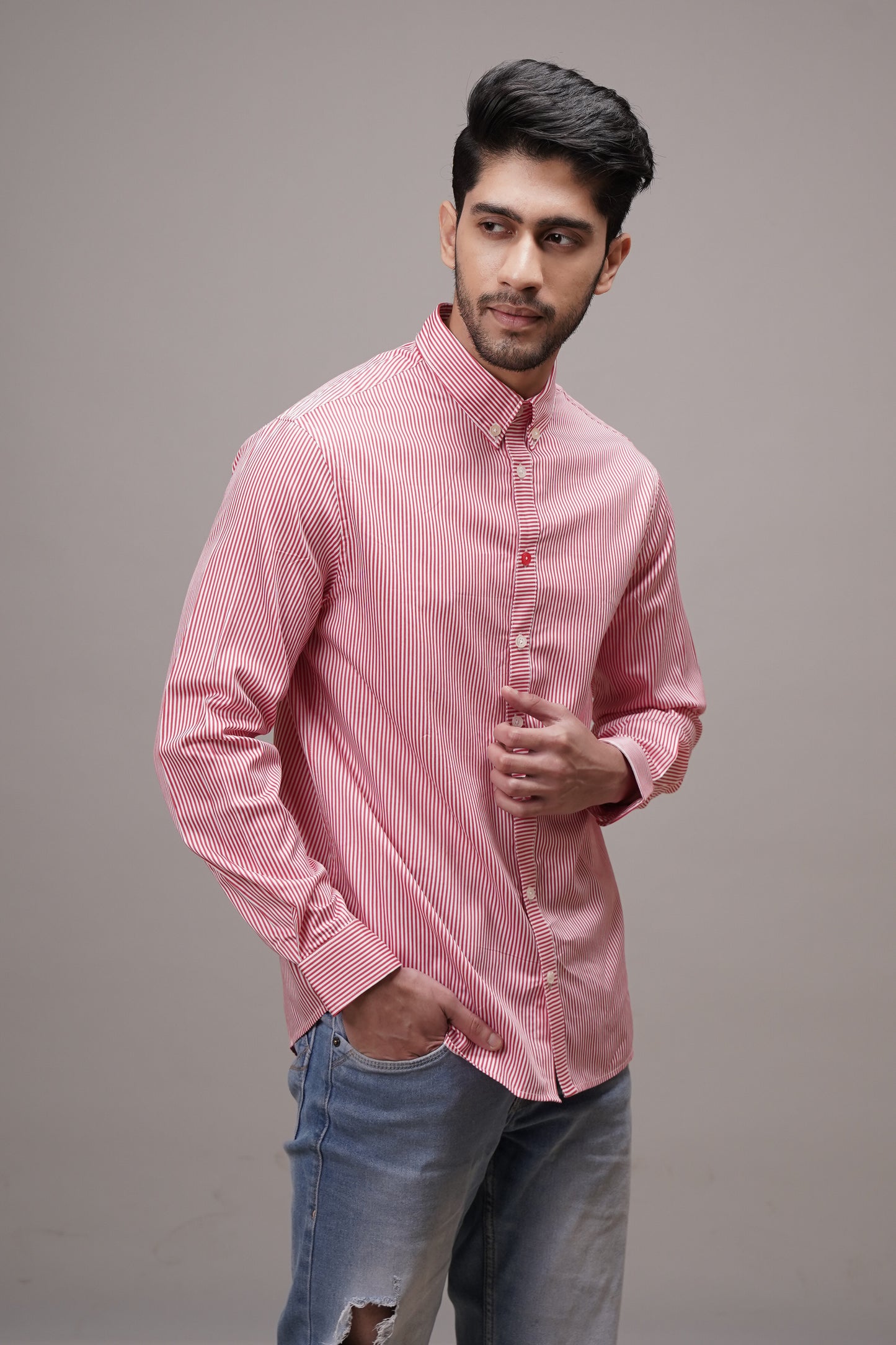 Regular Classic Fit Striped Cotton Shirt