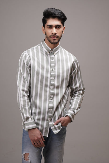 Classic Fit Striped Cotton Shirt