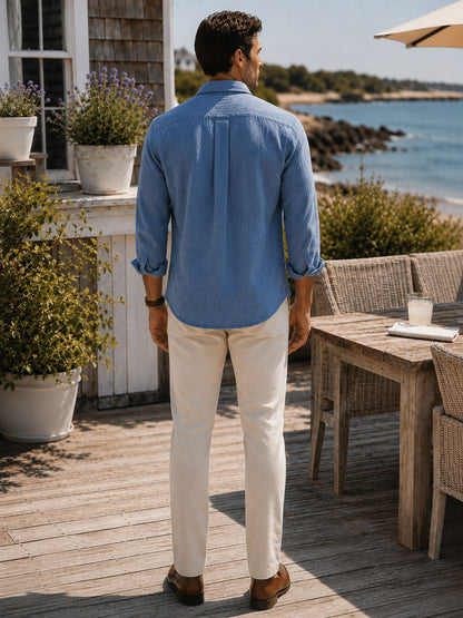 Faded Denim Seersucker Shirt