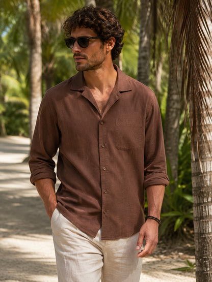 Driftwood Brown Linen Shirt