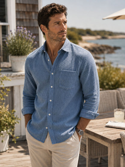 Faded Denim Seersucker Shirt