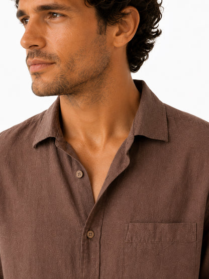 Driftwood Brown Linen Shirt