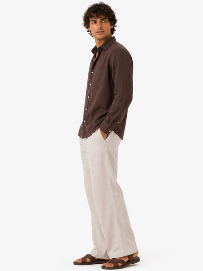 Florence Mocha Linen Shirt
