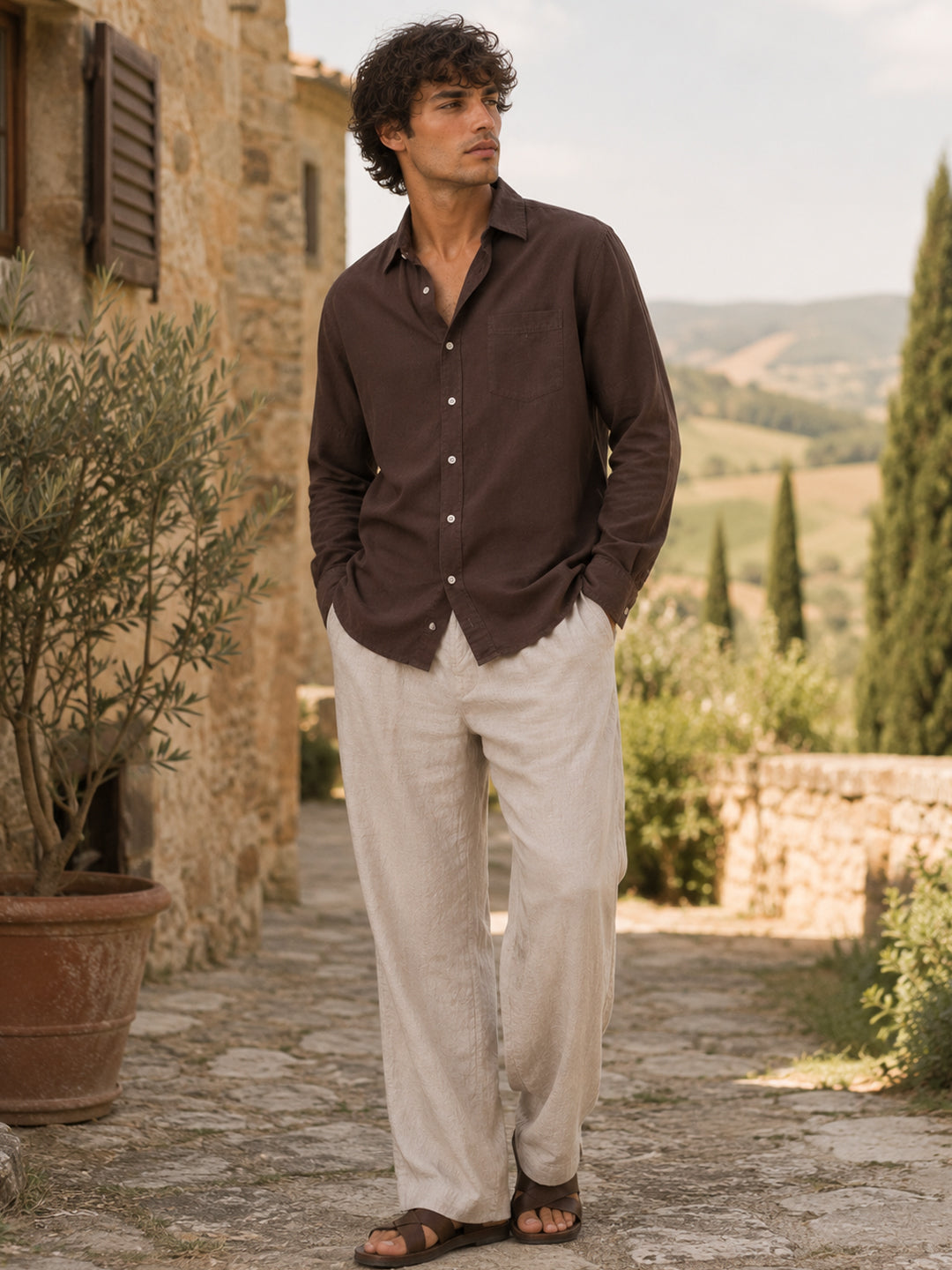 Florence Mocha Linen Shirt