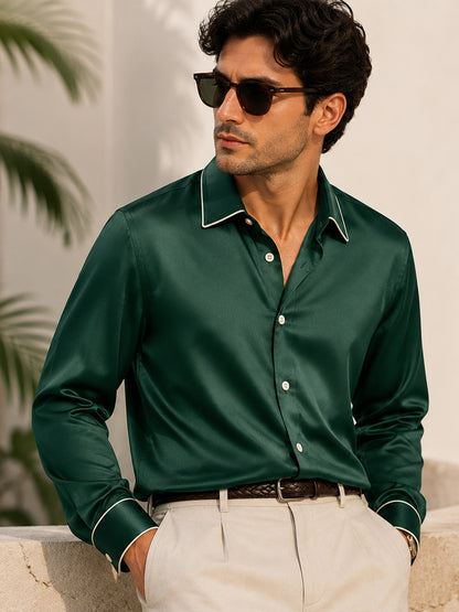 Ponderosa Pine Piping Premium Soft Satin Party Shirt
