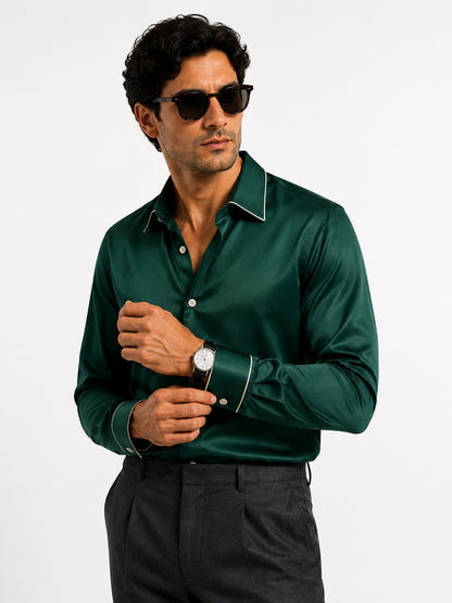 Ponderosa Pine Piping Premium Soft Satin Party Shirt