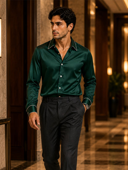 Ponderosa Pine Piping Premium Soft Satin Party Shirt