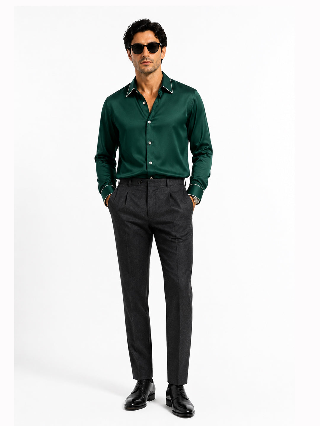Ponderosa Pine Piping Premium Soft Satin Party Shirt