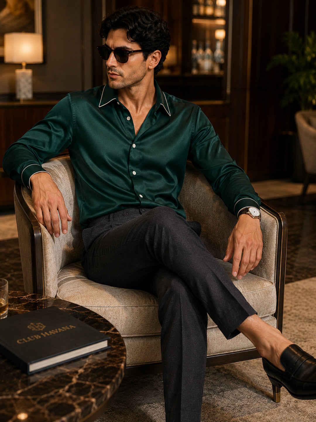 Ponderosa Pine Piping Premium Soft Satin Party Shirt