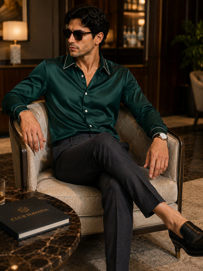 Ponderosa Pine Piping Premium Soft Satin Party Shirt