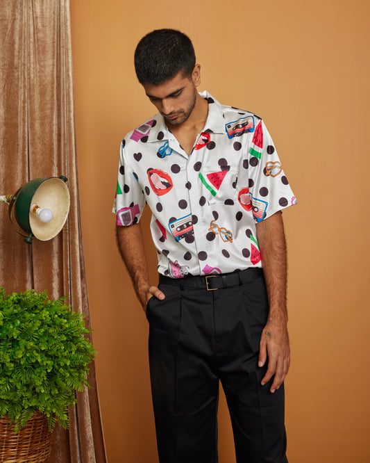 Retro Pop Paradise - Premium Soft Satin Shirt