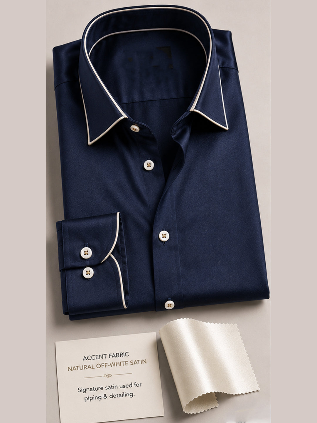 Sky Captain Piping Premium Soft Satin Party Shirt
