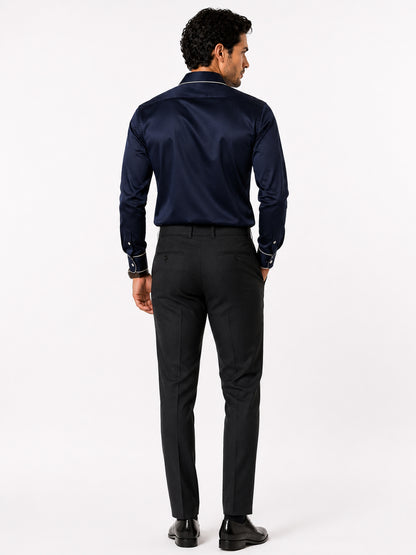 Sky Captain Piping Premium Soft Satin Party Shirt