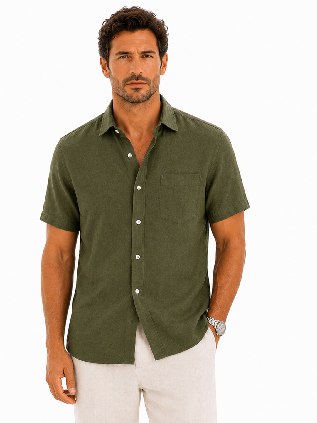 Tuscan Olive Linen shirt