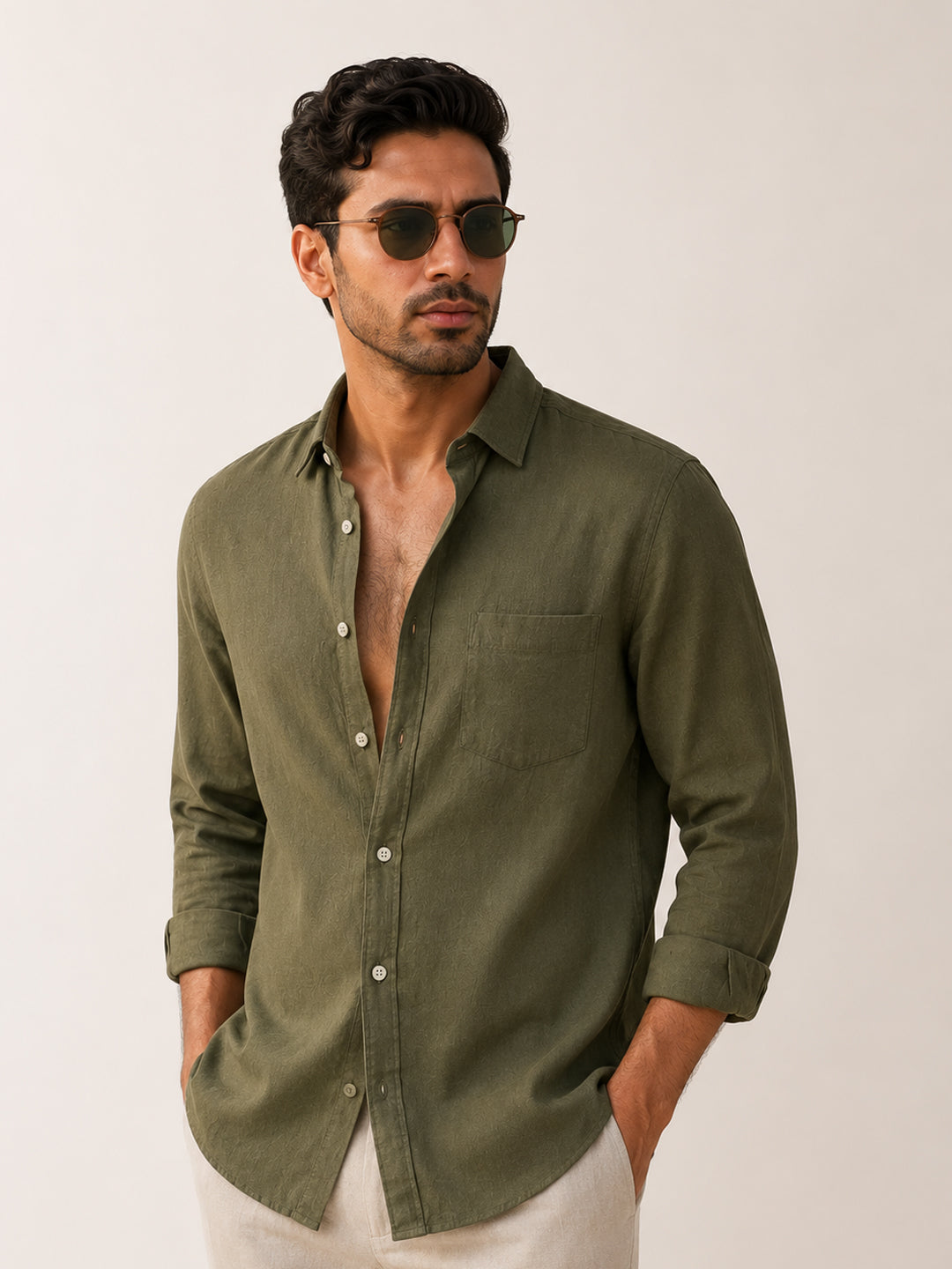 Tuscan Olive Linen shirt