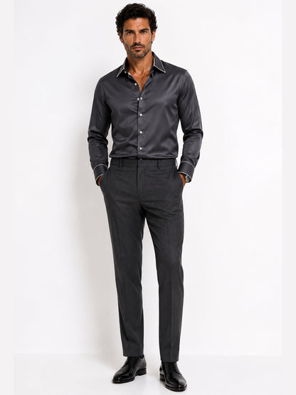 Graphite Piping Premium Soft Satin Party Shirt