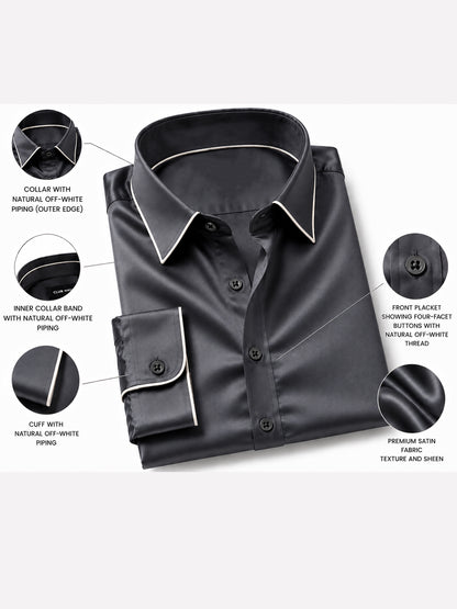 Graphite Piping Premium Soft Satin Party Shirt