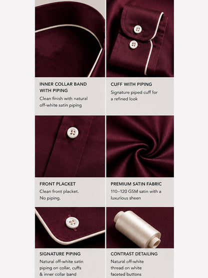 Windsor Wine Piping Premium Soft Satin Party Shirt