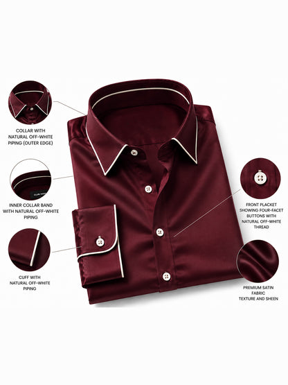 Windsor Wine Piping Premium Soft Satin Party Shirt