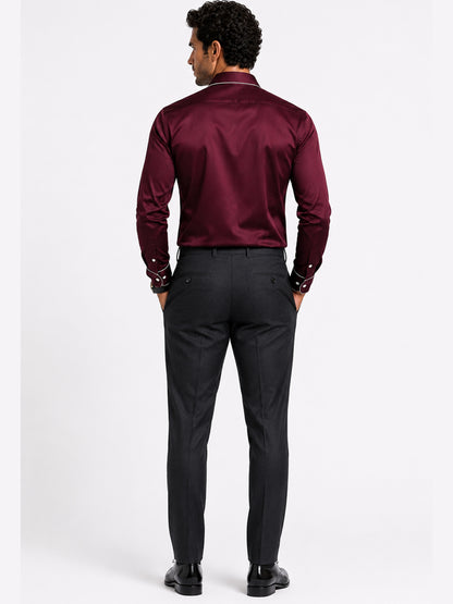 Windsor Wine Piping Premium Soft Satin Party Shirt