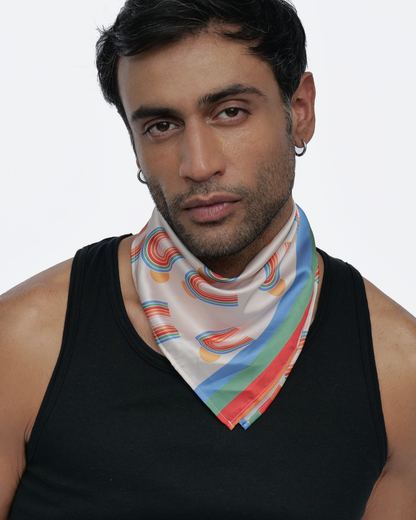 Rainbow Arches Neck Scarf Cum Pocket Square in Premium Soft Satin