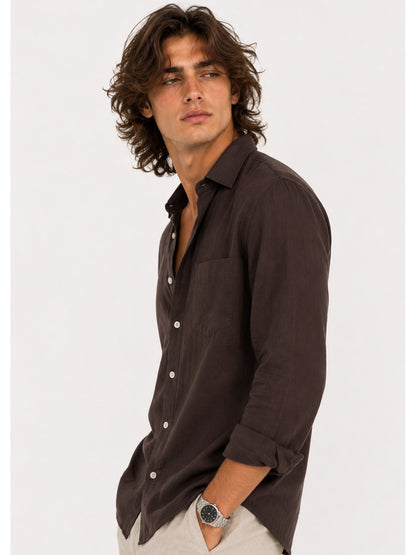 Milan Espresso Linen Shirt