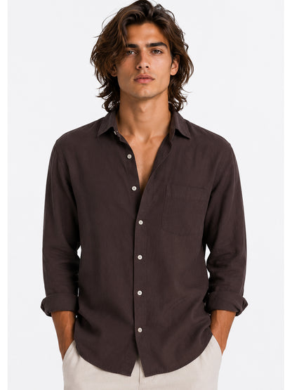 Milan Espresso Linen Shirt