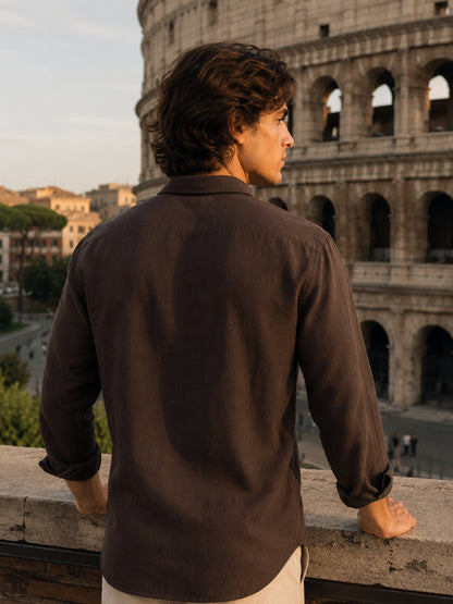 Milan Espresso Linen Shirt