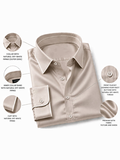 Marshmallow Piping Premium Soft Satin Party Shirt