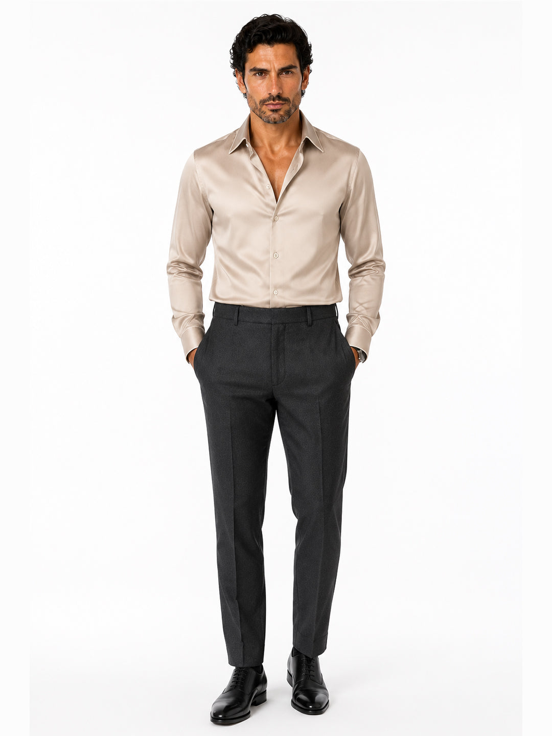 Marshmallow Piping Premium Soft Satin Party Shirt