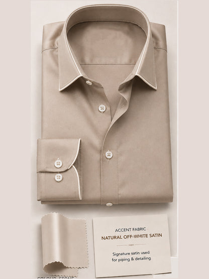 Marshmallow Piping Premium Soft Satin Party Shirt