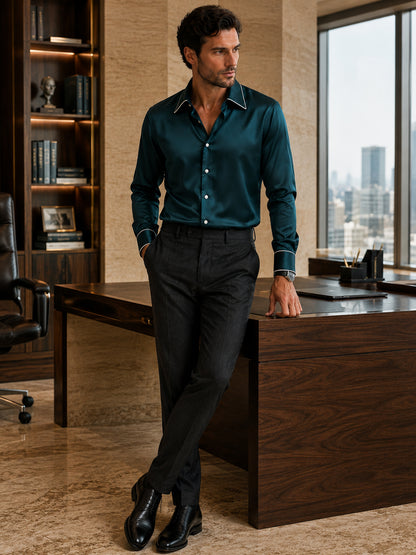 Reflecting Pond Piping Premium Soft Satin Party Shirt