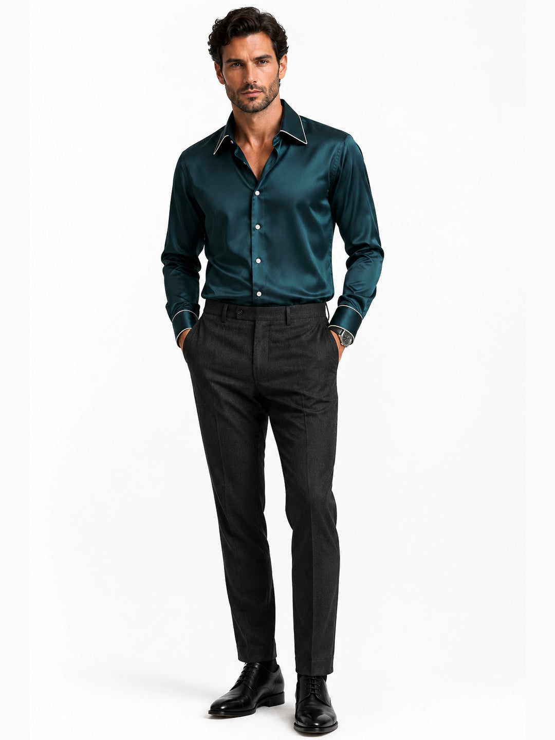 Reflecting Pond Piping Premium Soft Satin Party Shirt