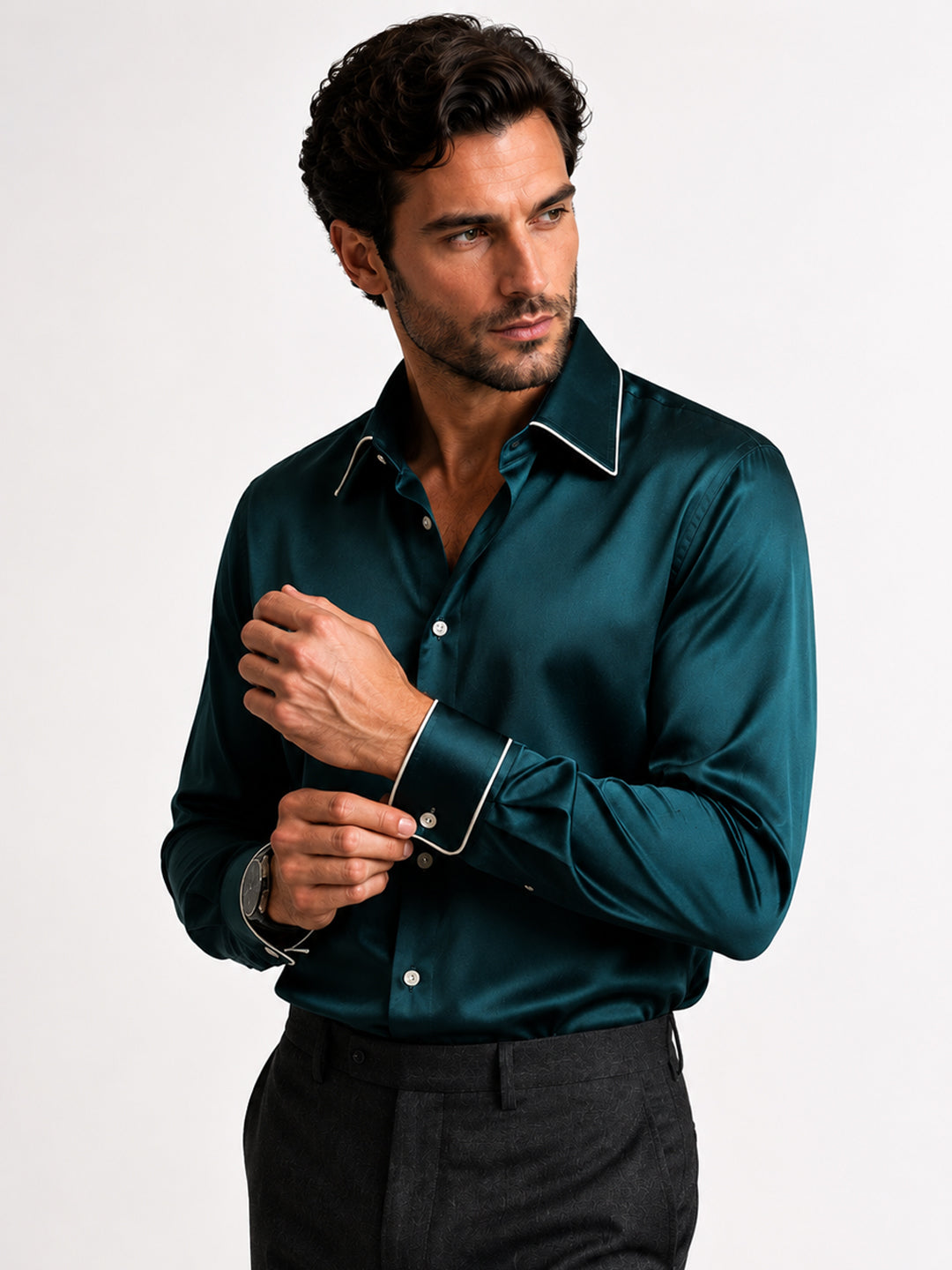 Reflecting Pond Piping Premium Soft Satin Party Shirt