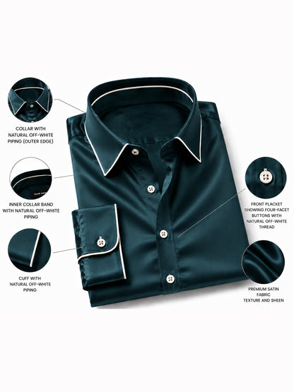 Reflecting Pond Piping Premium Soft Satin Party Shirt