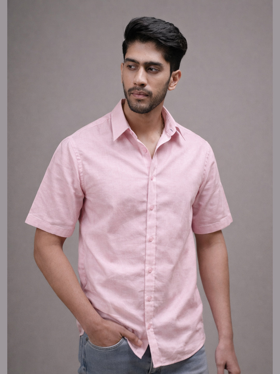Blush Pink Linen Shirt