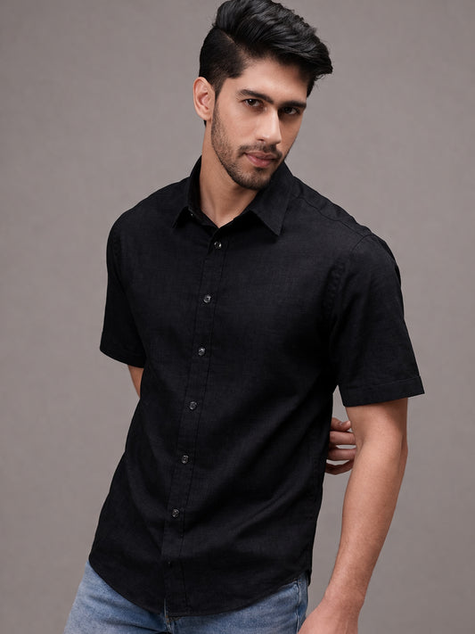 Midnight Black Linen Shirt