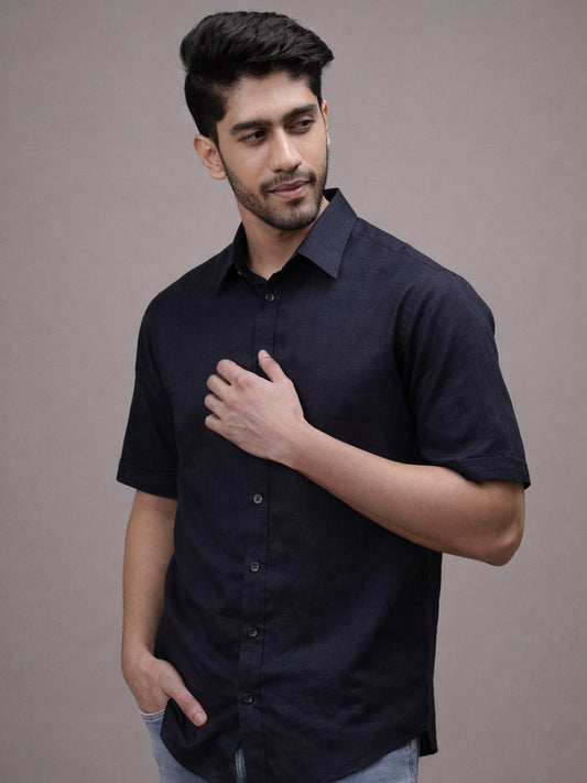 Midnight Navy Linen Shirt