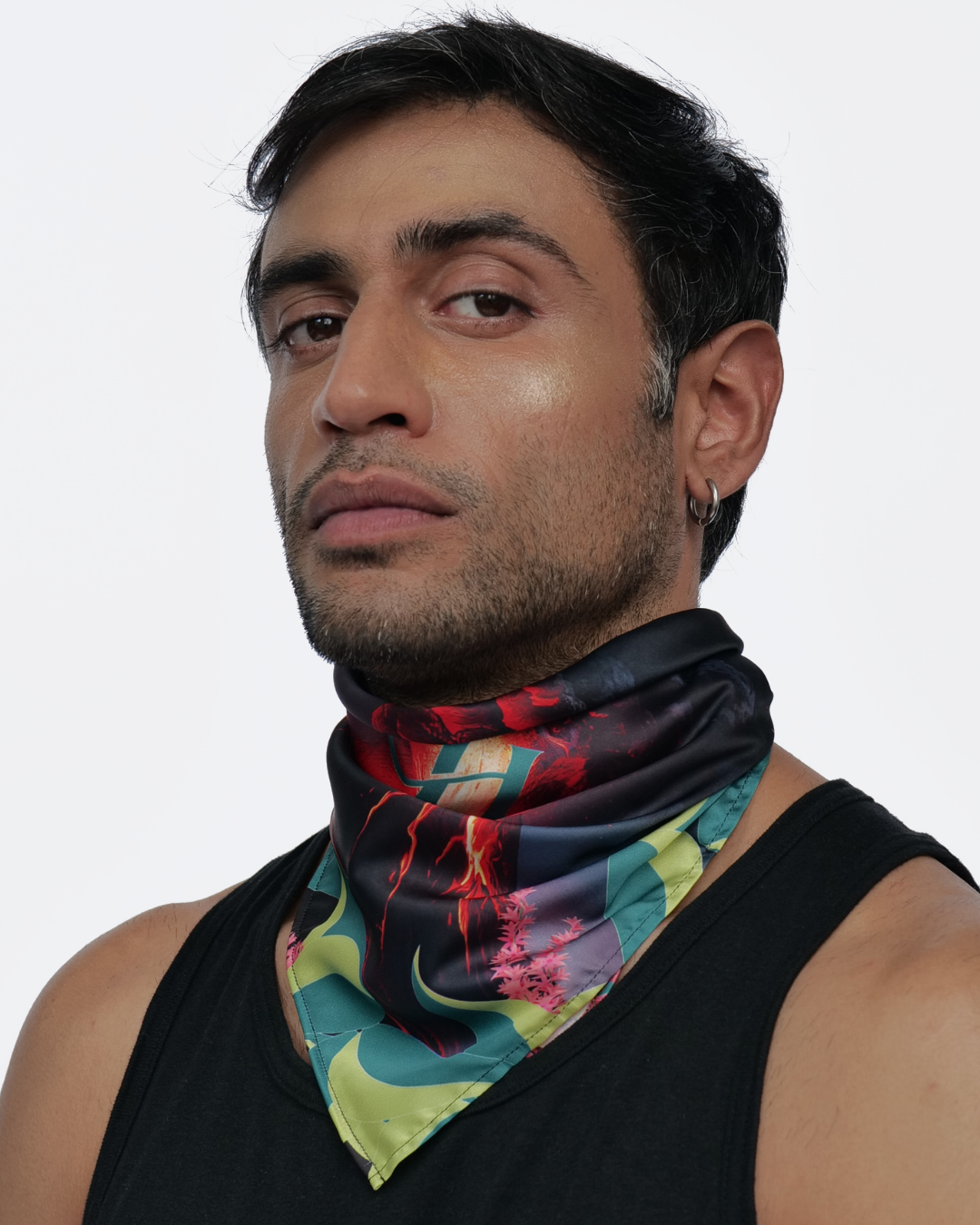 Volcano Vista Neck Scarf Cum Pocket Square in Premium Soft Satin