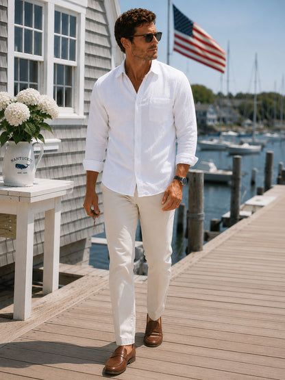 Bright White Seersucker Shirt