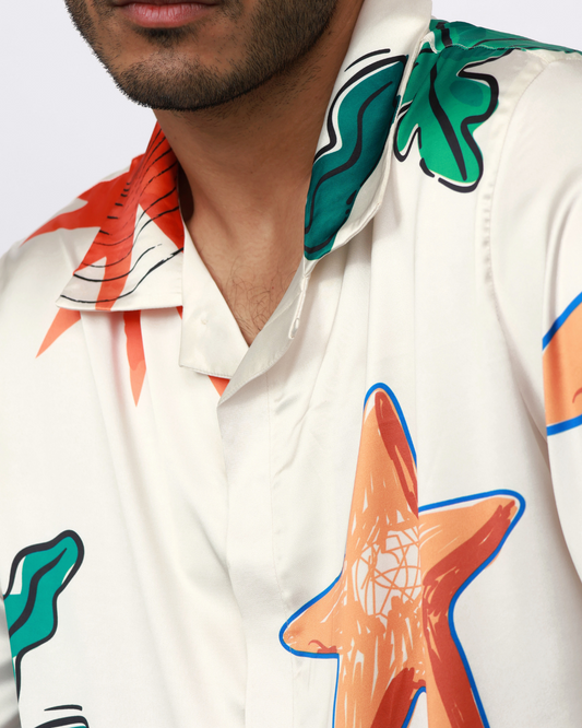 Starfish Symphony – Premium Soft Satin Shirt